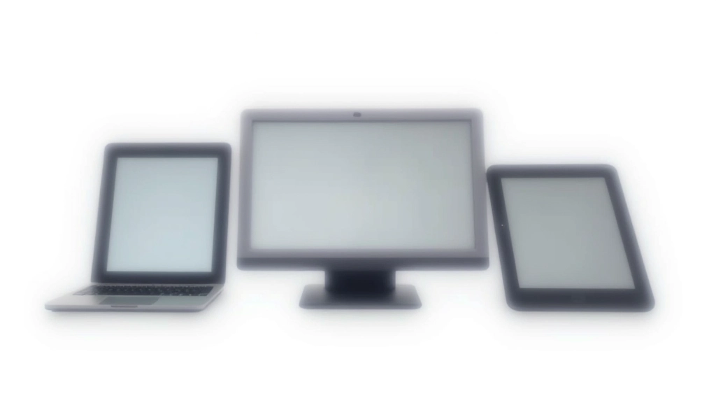 Drei Displays nebeneinander zeigen das gleiche Design mit unterschiedlichen Farbdarstellungen und Kontrasten